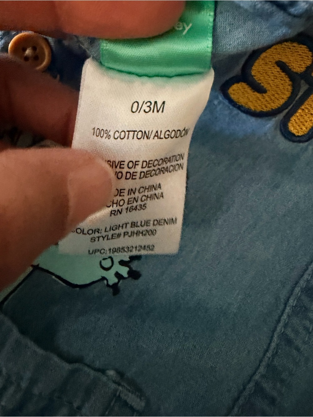 Disney Light Blue Denim Stitch Appliqué Shortalls - Picture 4 of 4